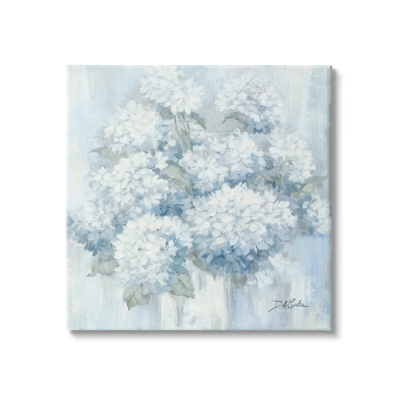 Stupell Industries Soft Blue Hydrangea Painting Blooming Flower Petals Canvas Wall Art